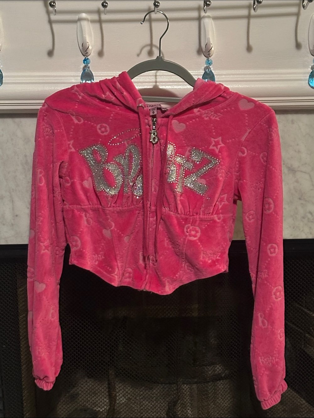 Pink Dolls Kill x Bratz Velour Cropped Jacket
